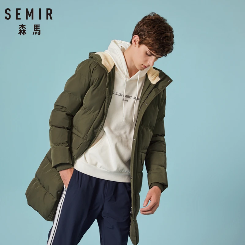 SEMIR Для мужчин стеганая пальто с капюшоном застежкой молнией и пуховое