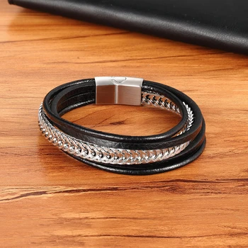 Multi-layer Stainless Steel Combination Leather Bracelet 3