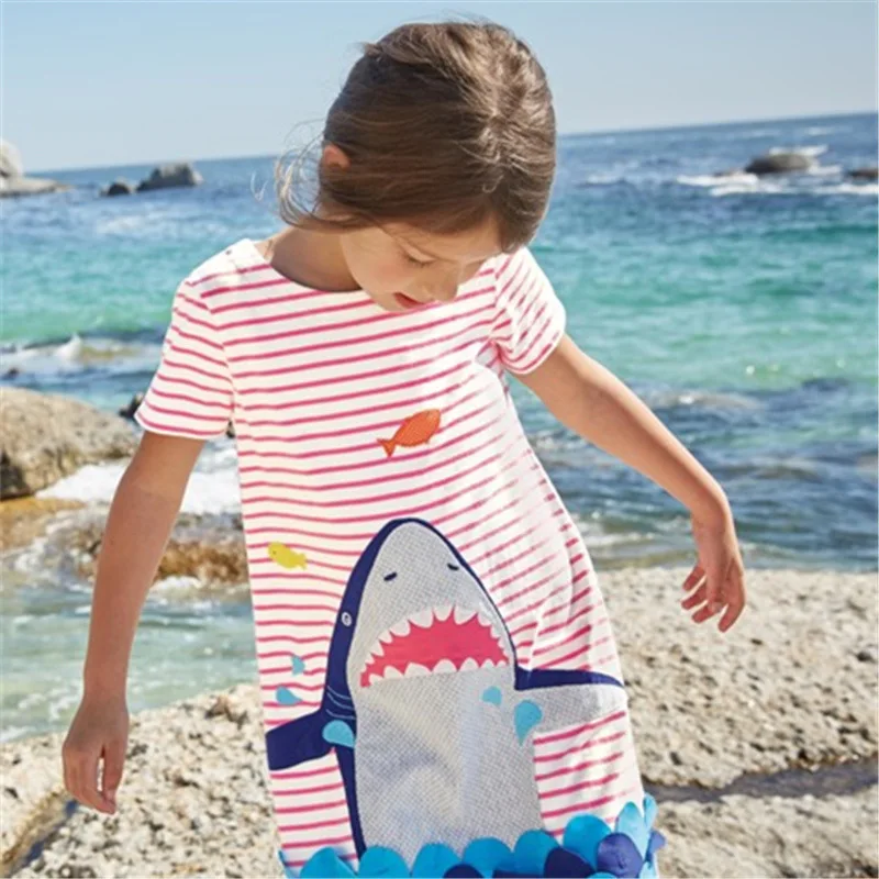 Baby Girls Summer Short Sleeved Evening Dresses Kids Cartoon Animal Shark Costume Clothing Children Party For | Детская одежда и