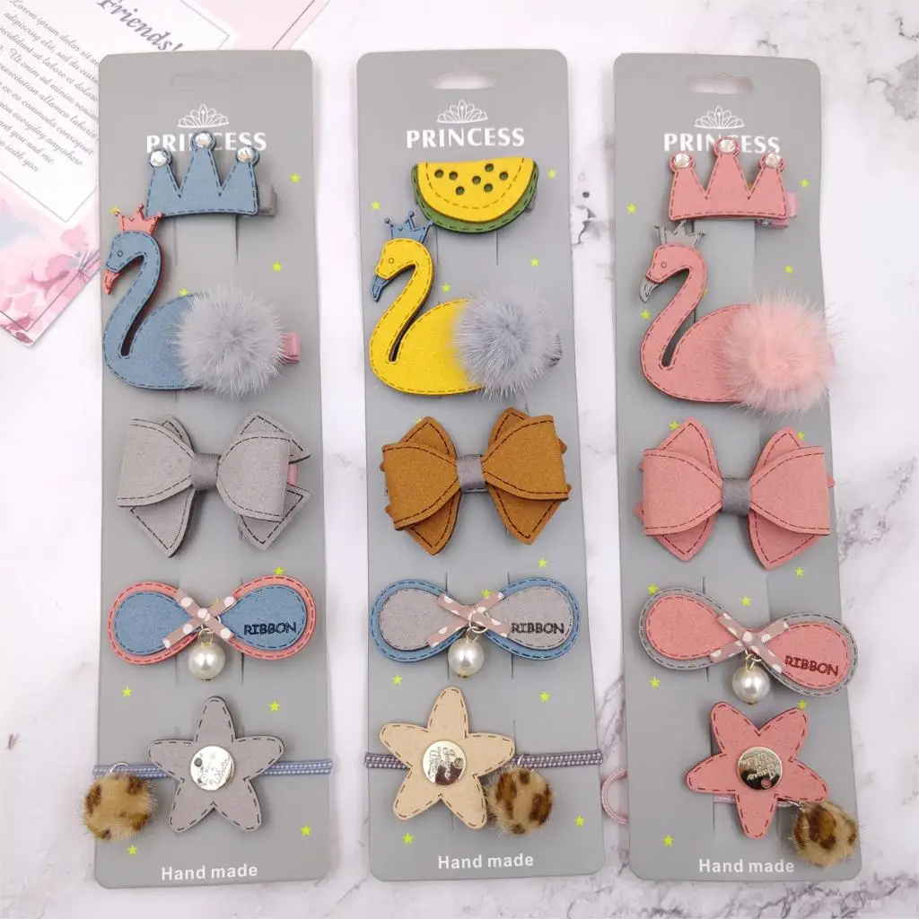 5 шт./компл. одежда для малышей девочек новые милые Мультяшные заколки Банни