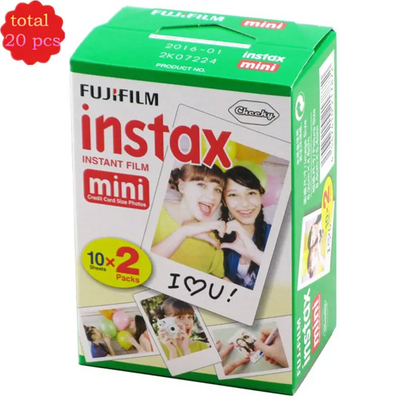 Оригинал 20 шт. Fujifilm instax mini пленка листов белый край 3 дюйма широкая бумага для