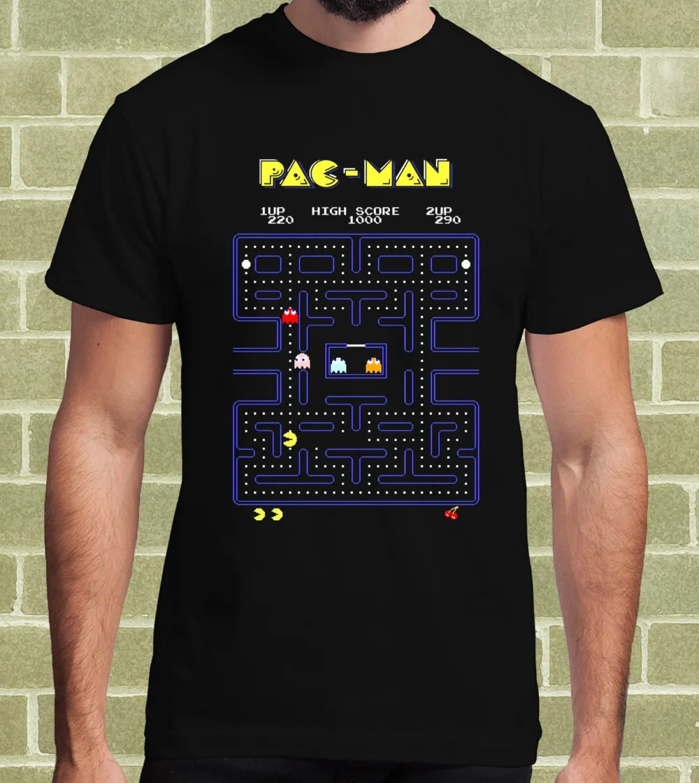 2019 Новое поступление Летняя мода PAC MAN видеоигра аркадная футболка per Uomo e Bambino