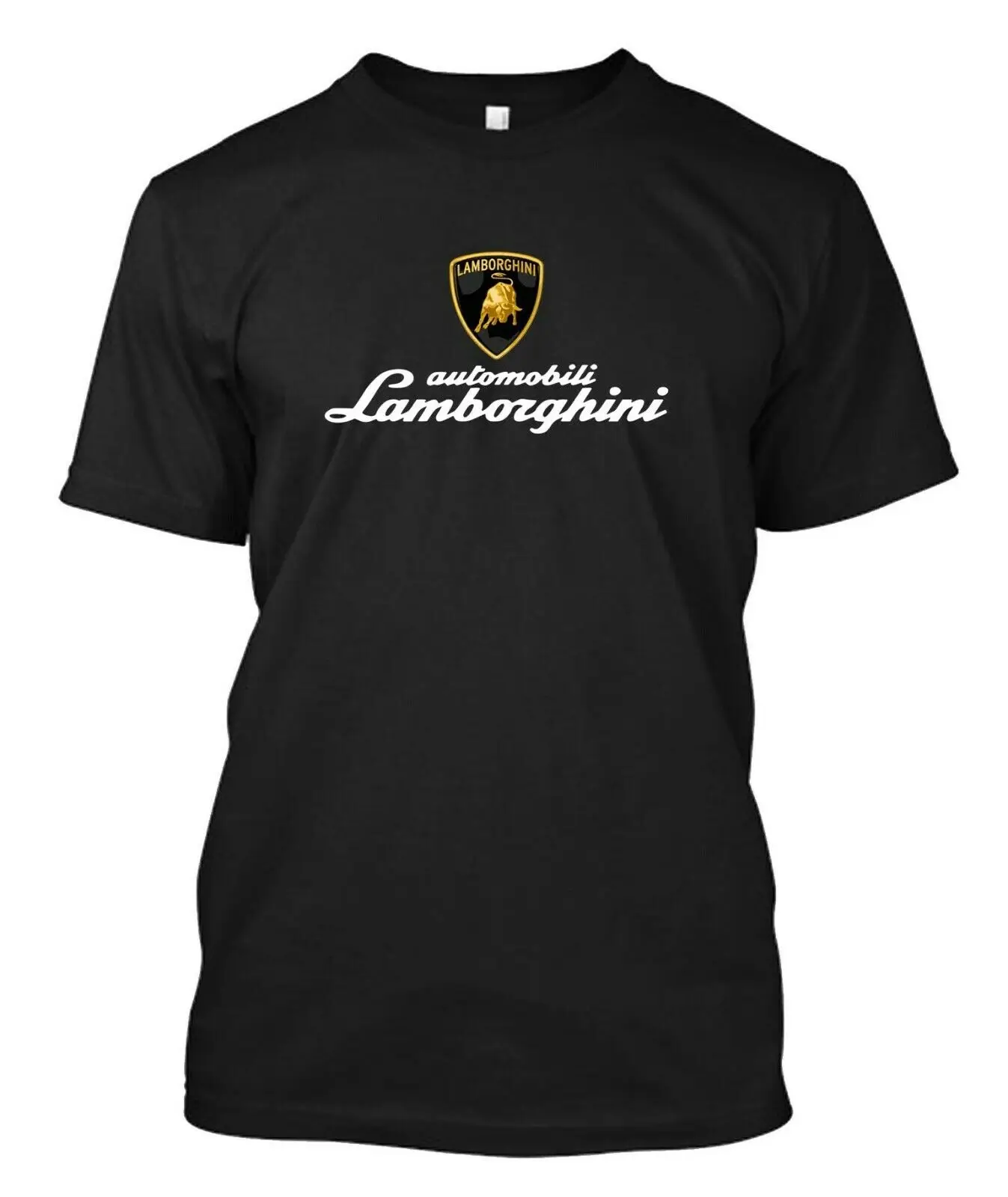 Новый бренд LAMBORGHINI логотип эмблема мужская черная футболка тройник|Мужские