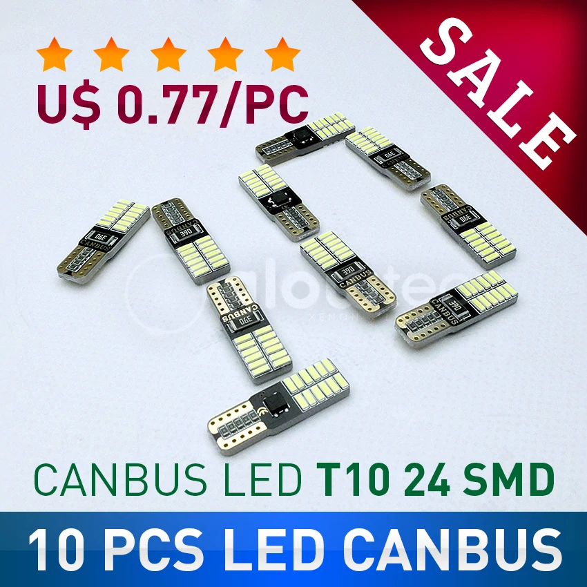 10 шт. светодиодный T10 canbus 24 SMD без ошибок Распродажа супер яркий 4014 автомобильный