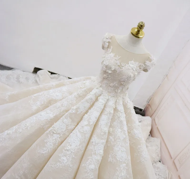 Роскошное Свадебное платье из Дубая с цветочной 3D аппликацией пышные бальные