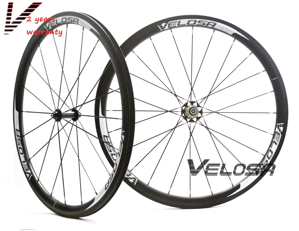 Велосипедная карбоновая колесная пара Velosa Sprint 35 клинчерная покрышка 38