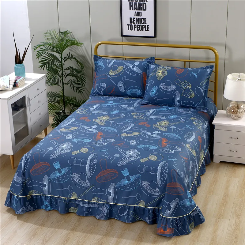 

1 piece 100% cotton high-grade super soft active printed cloth bed skirt flat sheet can be customized size