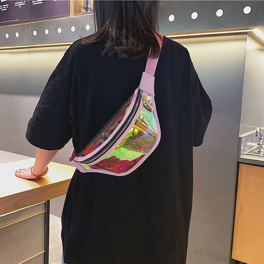 Сумка поясная женская Переливающаяся голографическая на молнии | Багаж и сумки