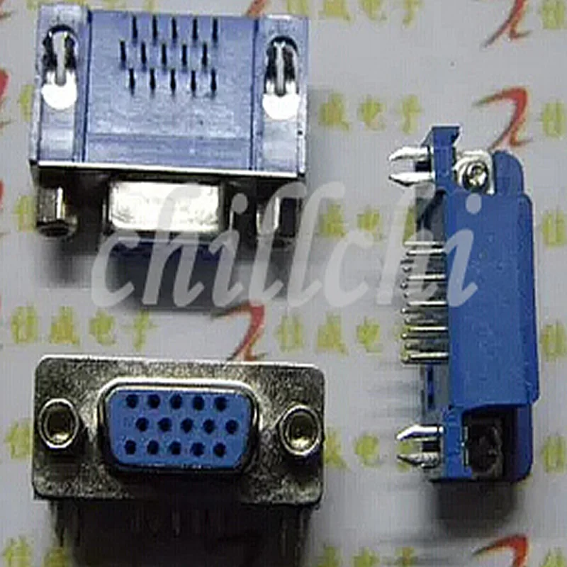 Оптовая продажа гнездо VGA (женский) Женская головка три ряда 15P 90 градусов изгиб