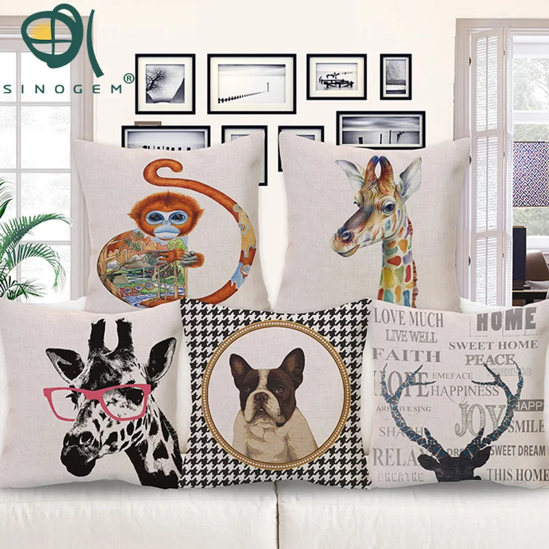 Sinogem наволочки животных цветные хлопковые льняные автомобиля подушки Дело