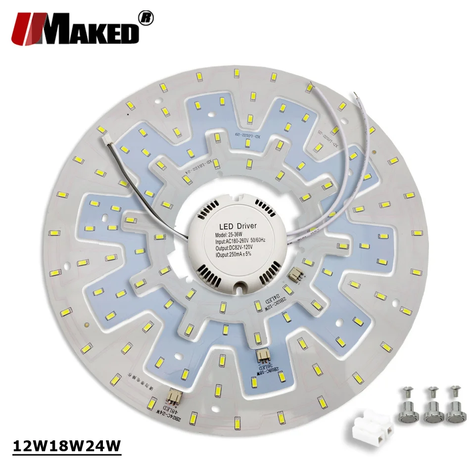 UMAKED светодиодный Комплект печатной платы + Драйвер AC220V 12 Вт 18 24 SMD5730 круглый