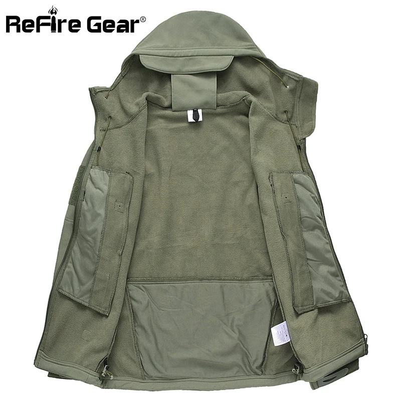 Refire gear Водонепроницаемая армейская тактическая куртка мужская камуфляжная военная куртка флисовая ветровка зимнее пальто с капюшоном одежда для охоты