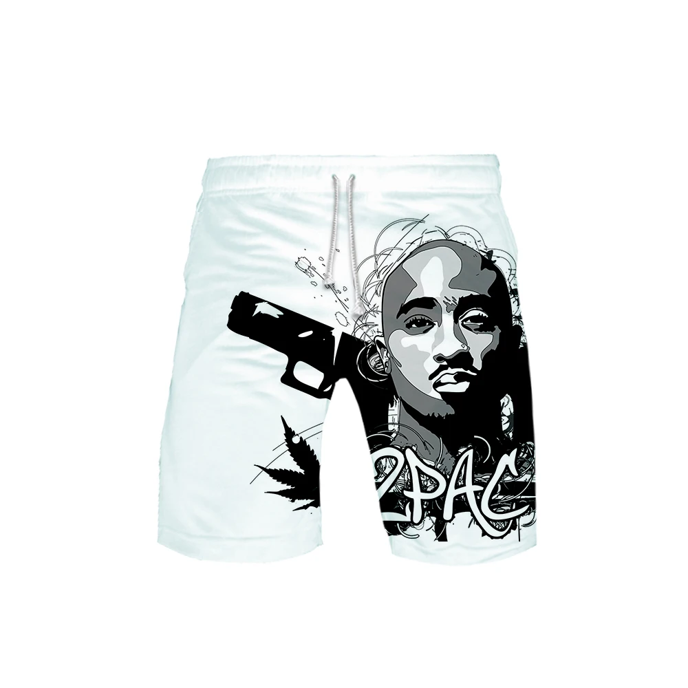 Мужские спортивные шорты до колена 2Pac Tupac Amaru Shakur летние повседневные с 3d принтом