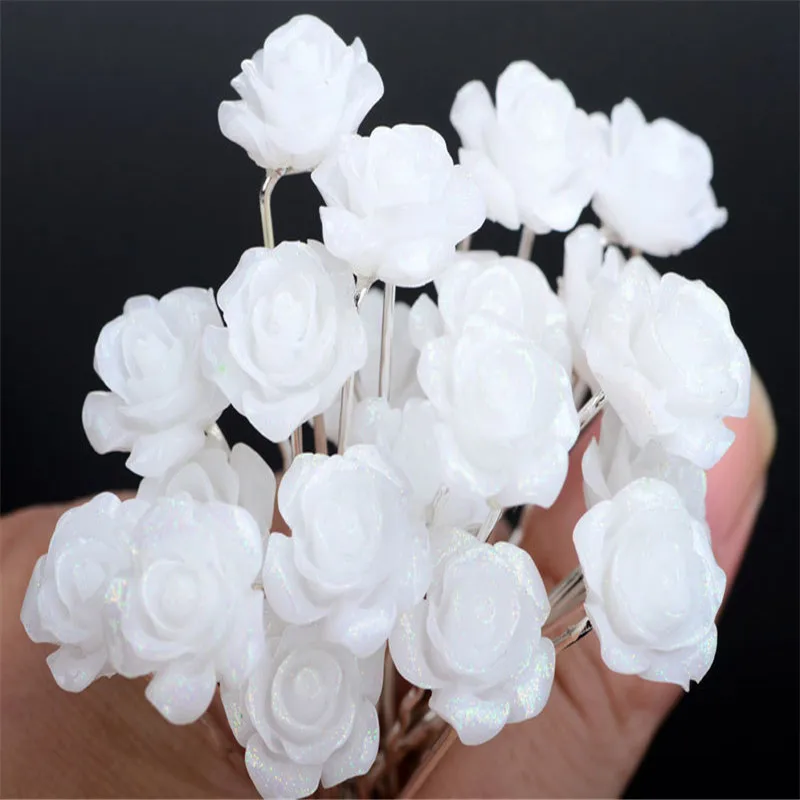 20Pcs/lot Wedding Bridal Bridesmaid Flower Hair clip Women White Hairpins Hairsticks Accessories | Украшения и аксессуары