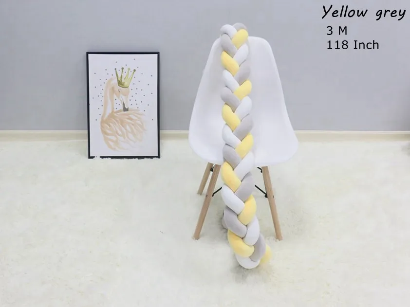 yellow grey 3M 1 M/2 M/3M/4M Детские бамперы для кроватки, хлопковая круглая подушка для кроватки, многоцветная Подушка для новорожденных - Цвет: yellow grey 3M