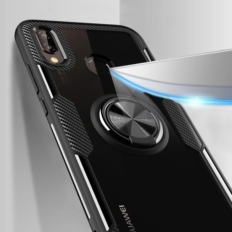 Чехол для Xiaomi Redmi Note 7, M1901F7C, прозрачный ПК+ углеродное волокно, полное защитное кольцо, магнетизм для Redmi Note 7 Pro, чехол
