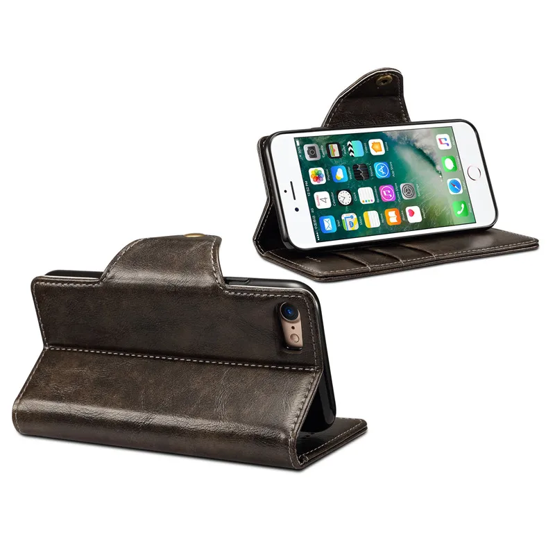 Чехол для iPhone 8 4 7 дюйма Вертикальный флип-чехол из ПУ кожи В Стиле Ретро Crazy Horse apple