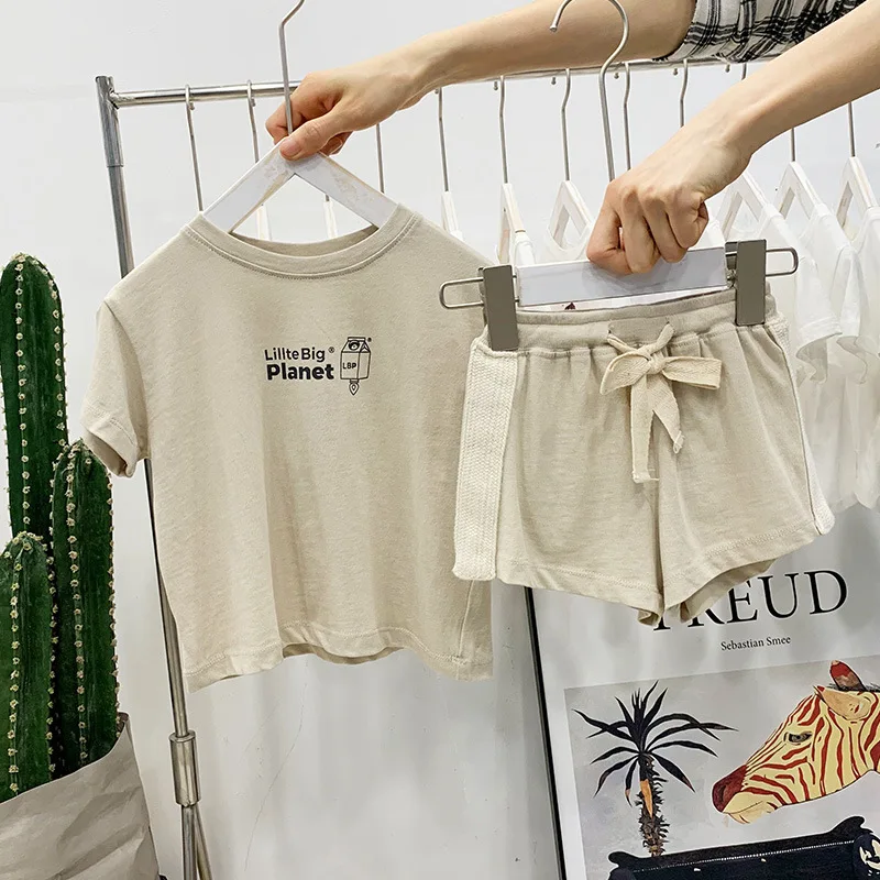 Summer Style Brand Children Clothing Set Baby Clothes Girl Sport Suits T-shirt Letter+shorts for Boys &amp Girls Sets 1-6Y | Детская