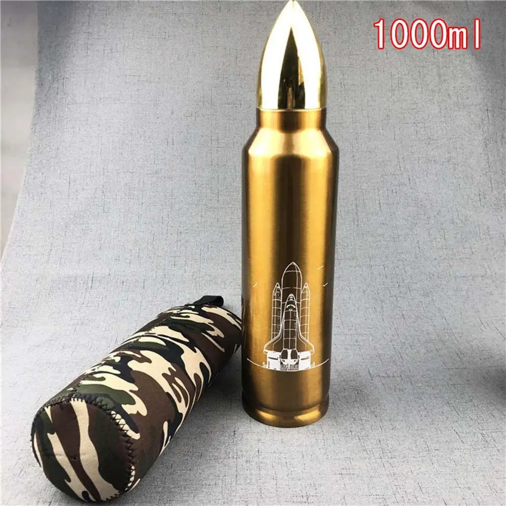 Red Copper 1000ml Thermo Bala Stainless Steel Sport Flask Bottle for Jogging Walking - Цвет: Red Copper 1000ml