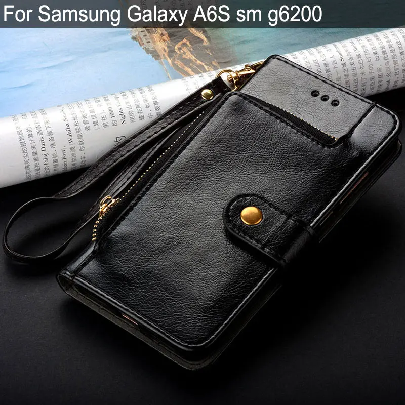 

Чехол для Samsung Galaxy A6S SM G6200, роскошный модный кожаный чехол-кошелек с подставкой и отделением для карт, чехол для samsung galaxy a6s, чехол, чехол