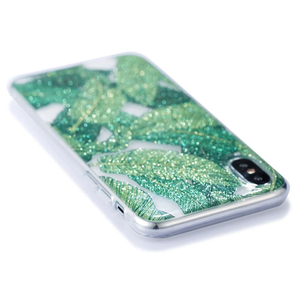 KISSCASE роскошный блестящий чехол для iPhone 6 S 7 8 X XS лист узор Plus Fundas Coque Capa |
