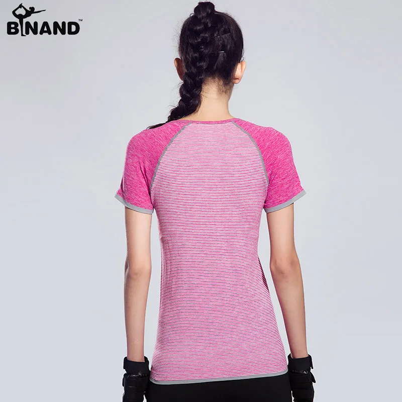 BINAND Новое Прибытие Athleisure Женщины Yoga Рубашки Quick Dry Фитнес Работает Спортивный