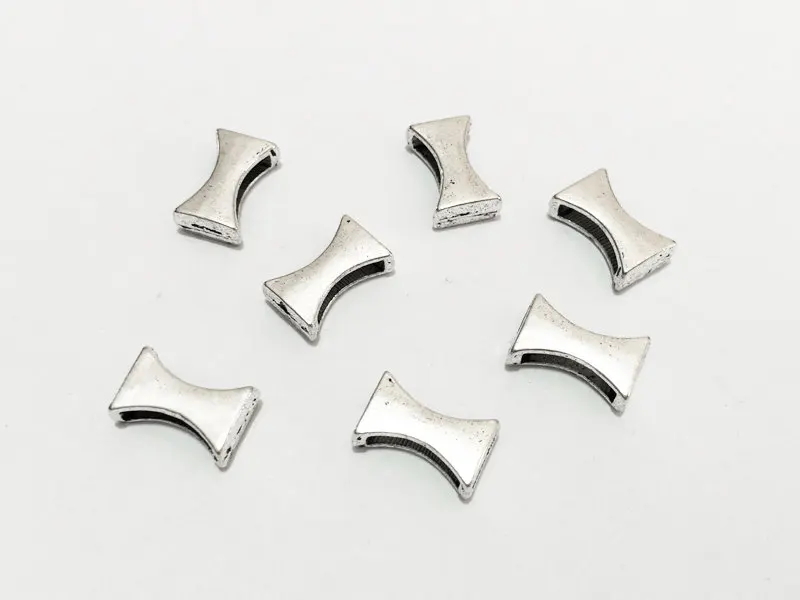 

10x2mm leather slider bar Antique silver 10mm Flat leather findings -FF73