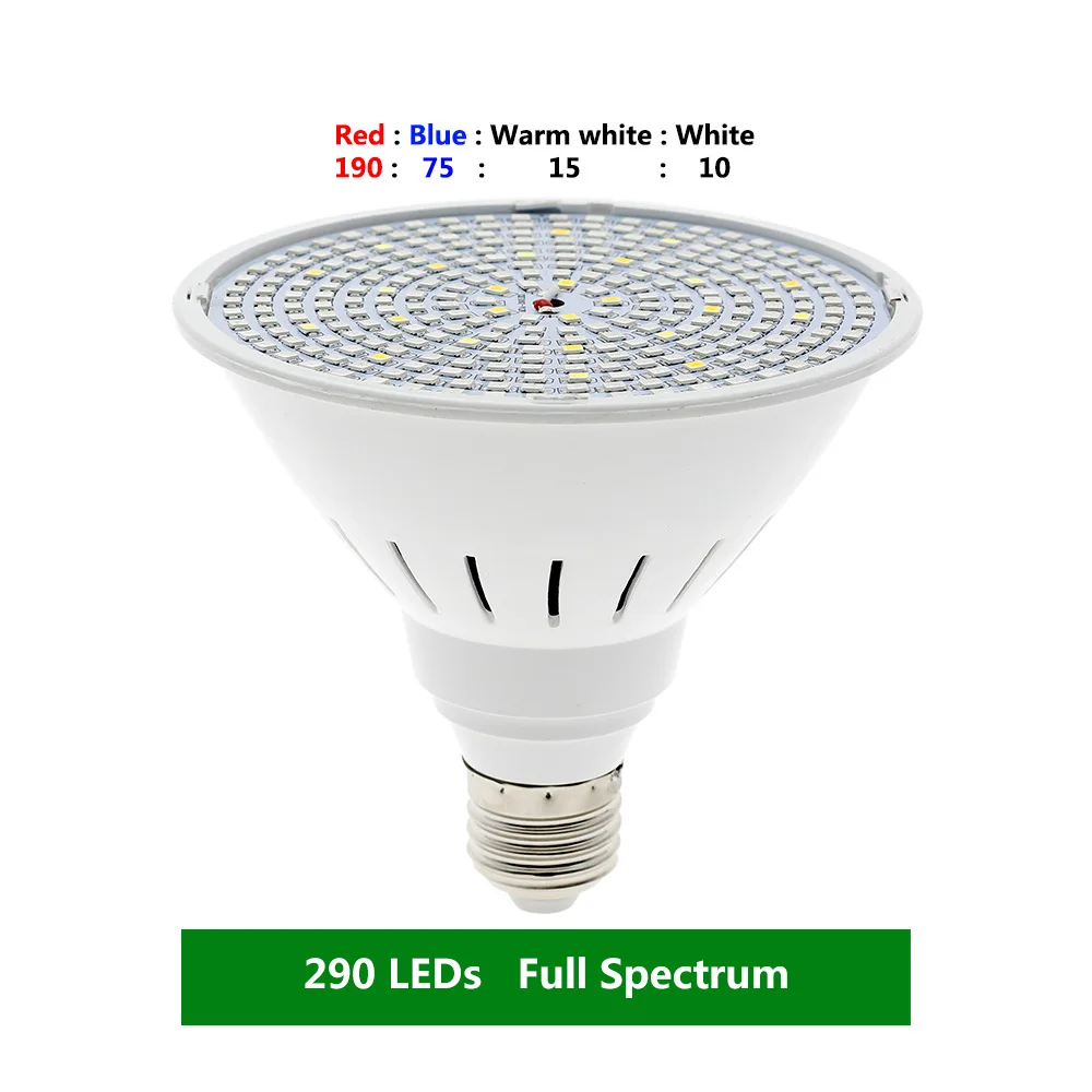 290LEDs Светодиодный светильник для выращивания E27 220V 40 80 200 290 светодиодный светильник для роста растений лампа для комнатных садовых растений цветочный светильник для выращивания - Испускаемый цвет: 290LEDs