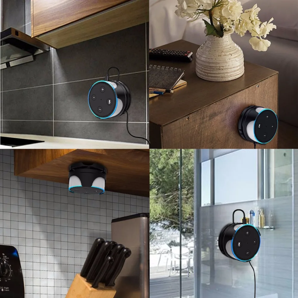 Гибкое настенное крепление для Amazon Echo Dot 2-го поколения, съемный держатель Вешалка Подставка с многоразовый клейкий гелевый коврик