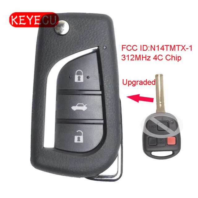 Keyecu обновлен флип удаленной машине брелок для Lexus RX300 1999 2003 312 мГц 4C чип FCC ID: n14TMTX