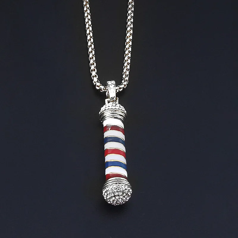 Ivory 4 стиля парикмахерский магазин полюс 3D парикмахерский полюс цепочка чокер брелок - Цвет: Ivory