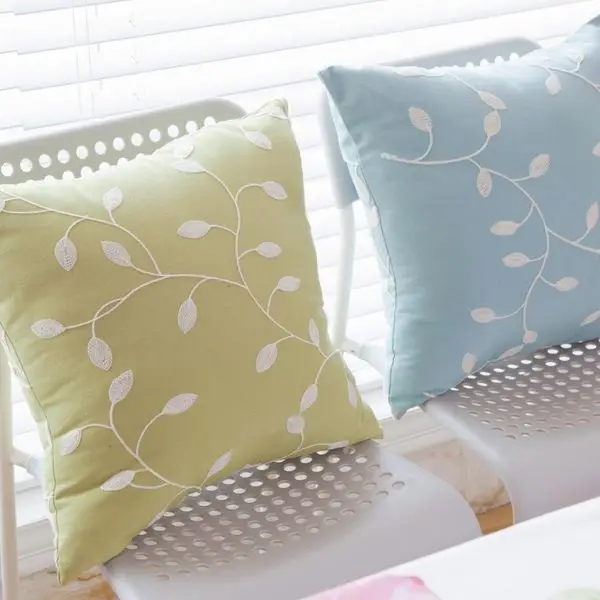 Хлопковая наволочка с вышивкой для подушки декоративная дивана в пасторальном