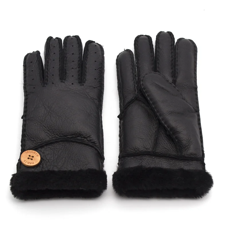 Harssidanzar 2017 Newest Womens Winter Shearling Gloves With Wood Button | Аксессуары для одежды