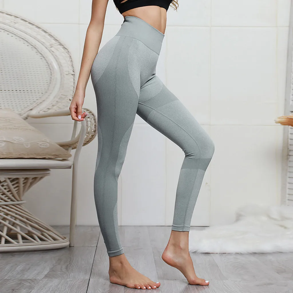 Solid Splice High-waist Yoga Pants Seamless Push Up Leggins Sport Women Fitness Running Yoga Pants Leggings Gym Sport Pant#py