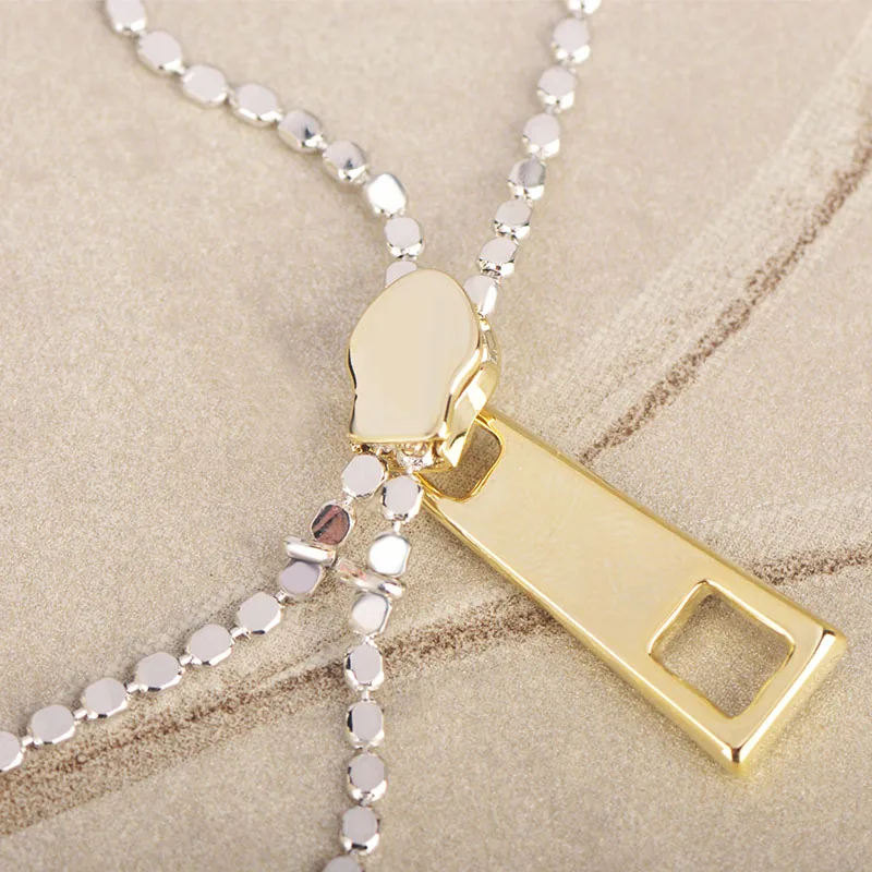 MECHOSEN Creative Zipper Pendant Necklace Trendy Fine Jewelry for Office Lady Personality colar ketting stranger things hippie | Украшения