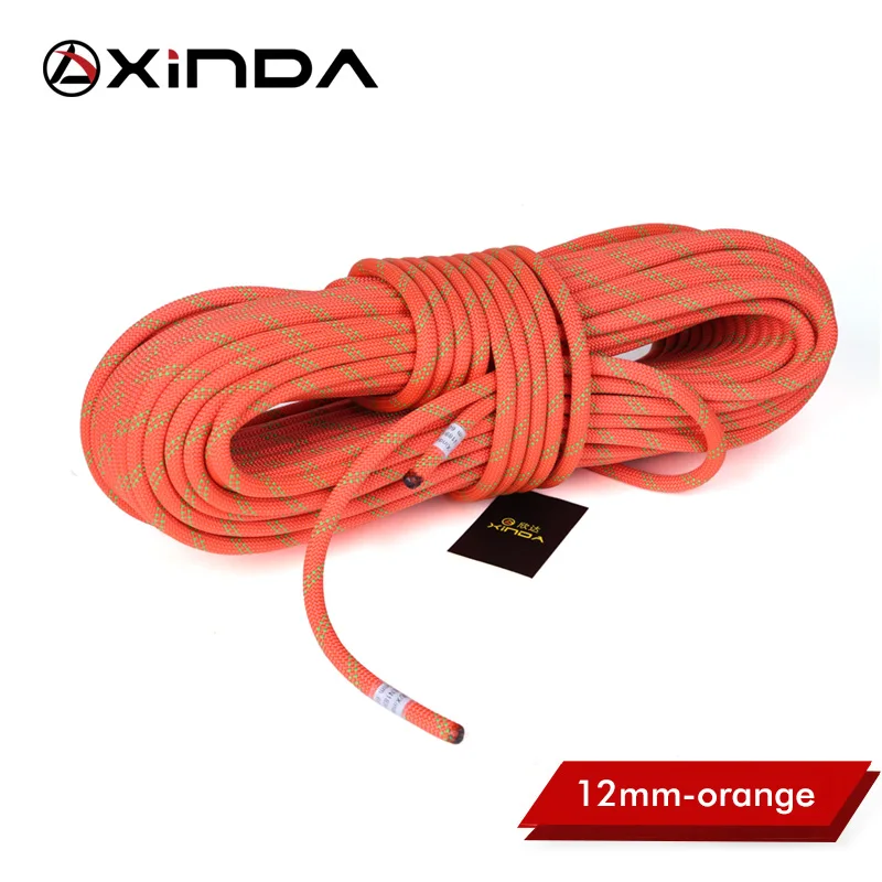 12mm-Orange-10meter XINDA Кемпинг Скалолазание Веревка 12 мм статический канат диаметр высокопрочный шнур безопасности скалолазание оборудование выживания - Цвет: 12mm-Orange-10meter