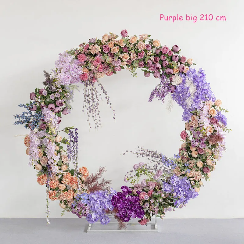 purple 210cm По индивидуальному заказу 210/170/130 см Искусственный цветок с металлическим Свадебные стенд Арка Декор для вечерние свадебные фон железная Арка+ юбка с цветочным рисунком, комплект одежды - Цвет: purple 210cm