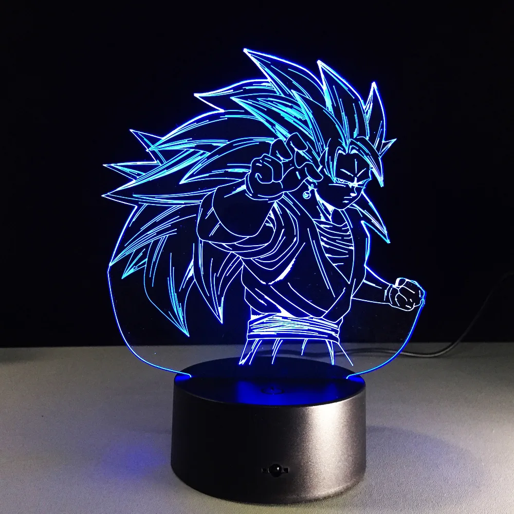 Рисунок 3D светодиодный Ночной светильник с изображением Сон Гоку Супер Saiyan 3