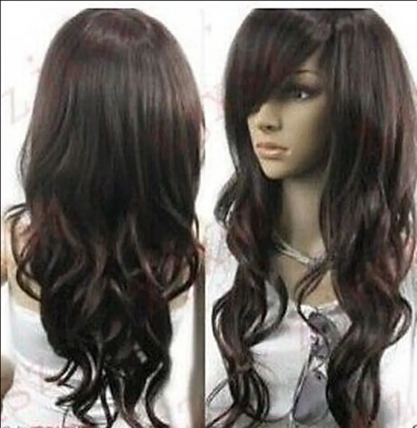 WBY Шелк Гэри Длинные Волнистые Темный Brwon Высокая Температура Провода