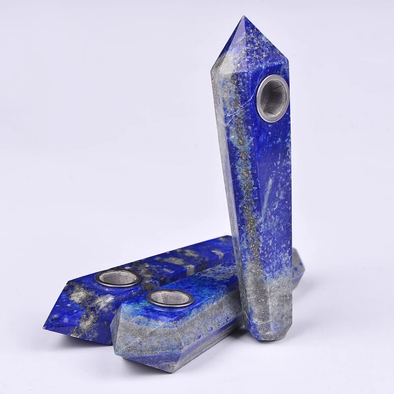 AAA + оптовая продажа! Натуральная лазуритовая кристаллическая трубка держатель