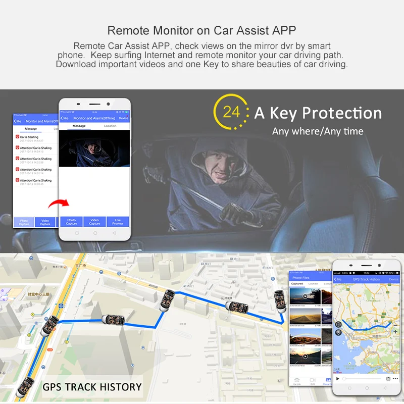 AWESAFE 10 &quotрегистраторы поток медиа 3g зеркало заднего вида Full HD 1080 P Wi Fi DVR двойной len