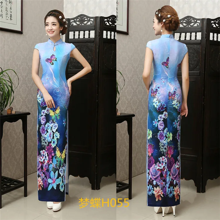 Традиционное современное китайское платье Ципао cheongsam свадебное платье для женщин летнее женское длинное красное зеленое черное размера плюс шелк