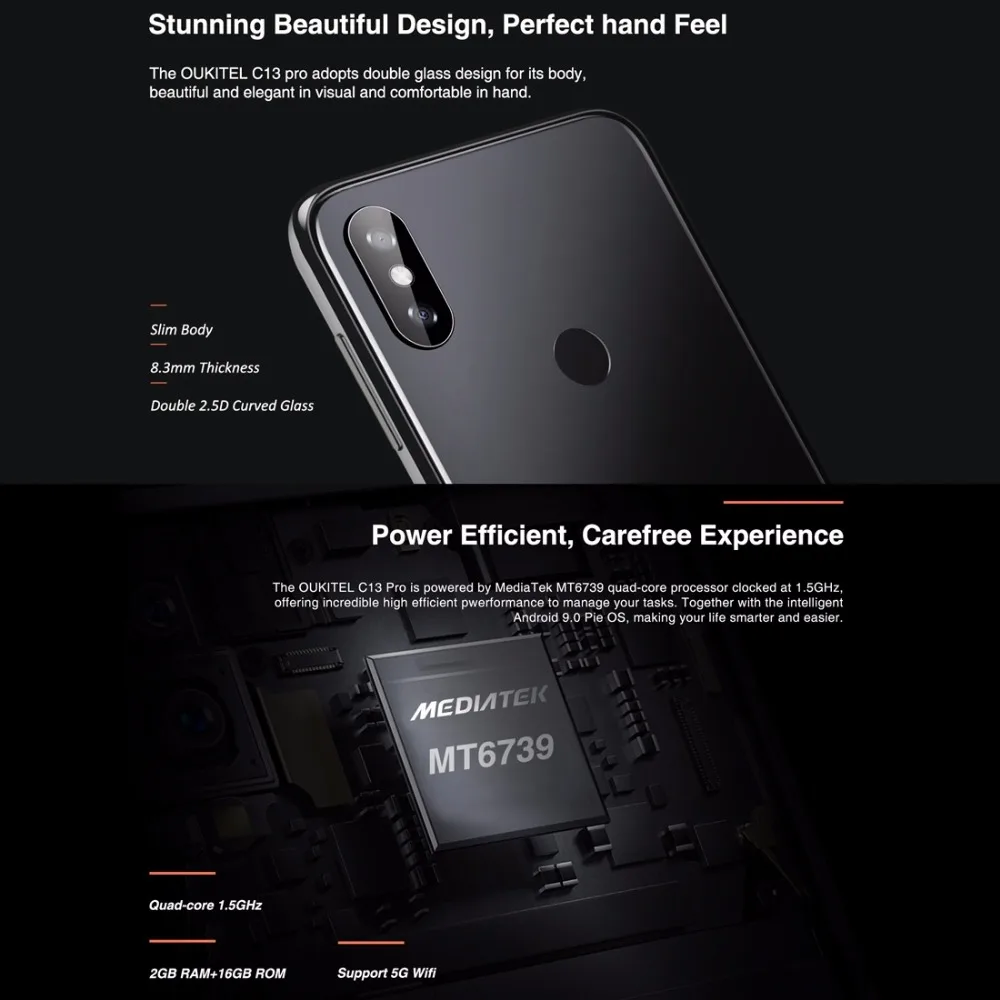 Oukitel C13 Pro смартфон Face ID 6 18 &quotu-образный дисплей Android 9 0 2 Гб RAM 16 ROM MT6739 Quad основной
