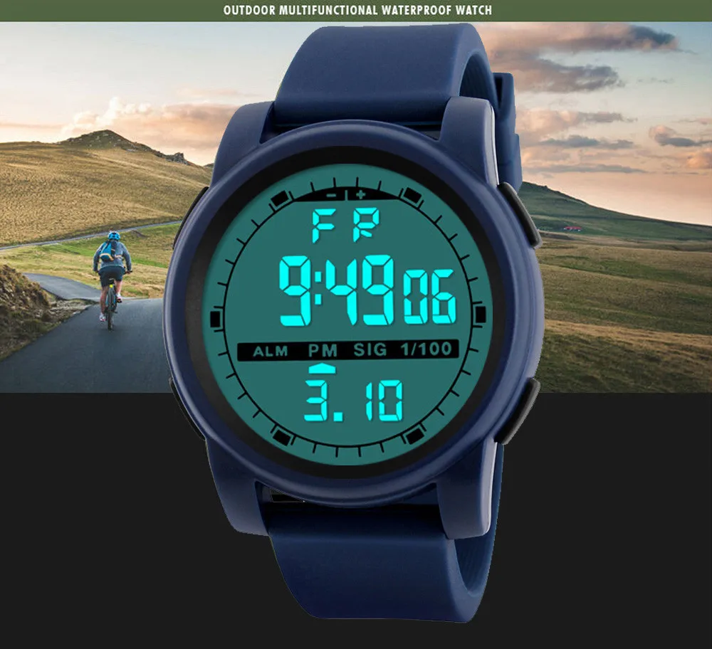 Модные Для мужчин светодиодный Водонепроницаемый цифровой кварцевые Военные