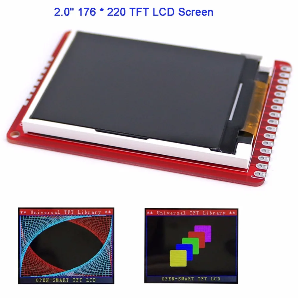 

3.3V 2.0" 176*220 TFT LCD Screen Shield Breakout Board Module ILI9225 for Arduino UNO R3 Mega2560 OPEN-SMART 8-bit FZ3285