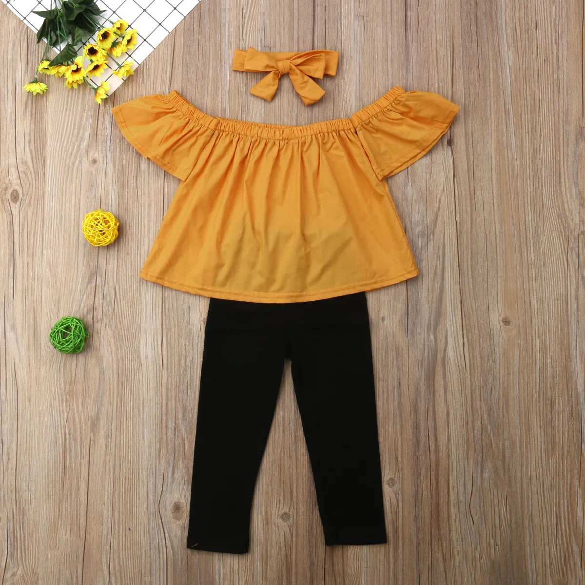 2019 Cute Toddler Kids Baby Girl Flower Top Dress Pants Leggings Outfits Clothes Summer Fashion Cotton Solid Clothing Sets | Детская