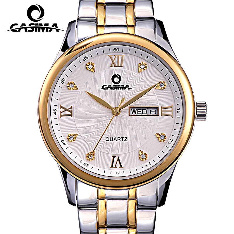 

CASIMA Brand Fashion Gold Business Watch Man Luxury Waterproof Double Calendar Casual Quartz Wristwatch Clock Relogio Masculino