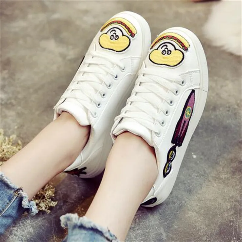 2017 Новых Осенью Корейский Стиль Женская Дамы Моды Случайные Шнуровкой Кроссовки