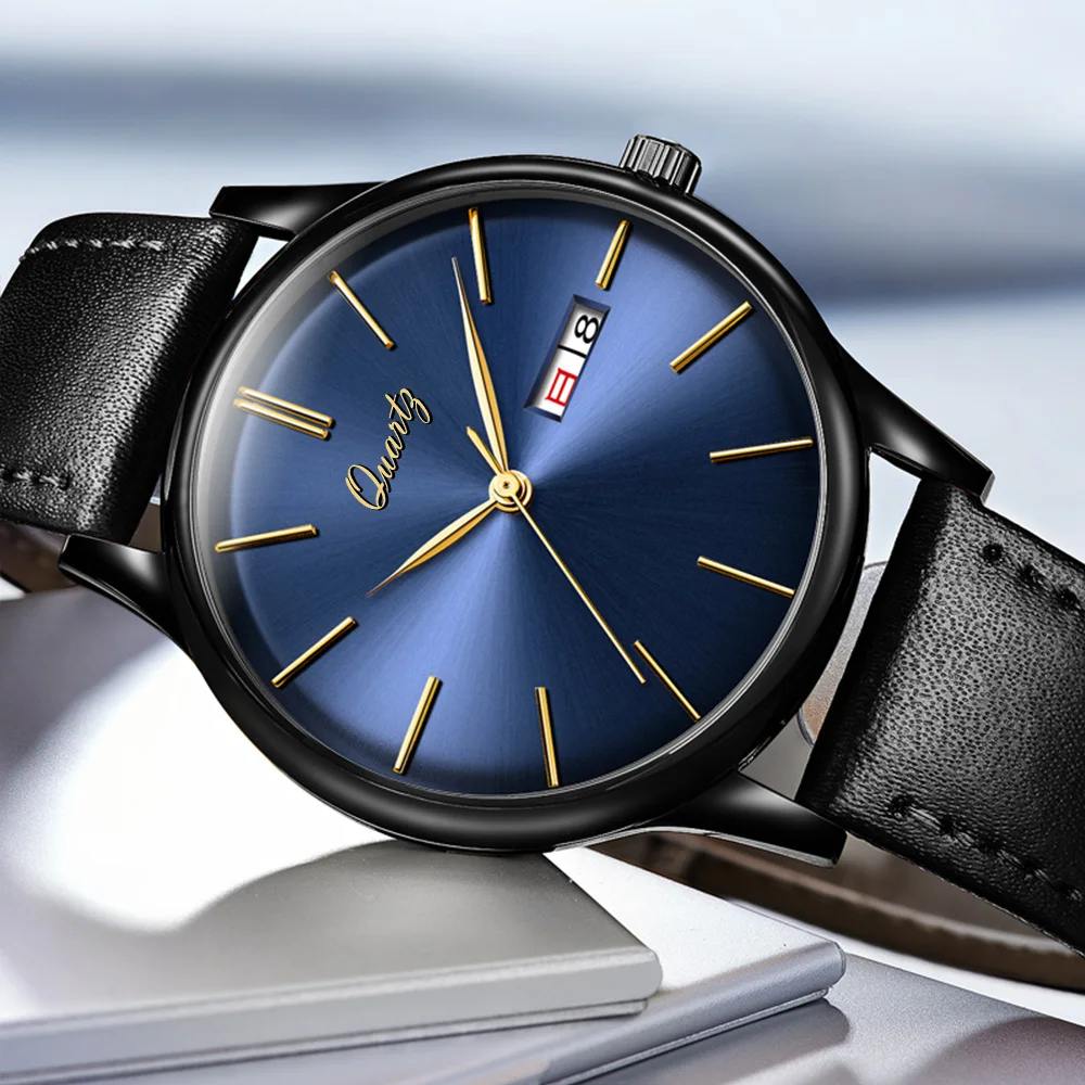 Анжела BOS Бизнес ультра тонкий Для мужчин часы 2018 лучший бренд класса люкс кварц