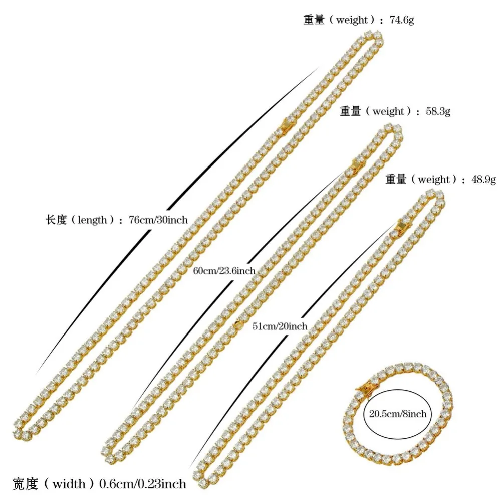 JINAO золото/серебро/цвет розового золота Iced Out цепь хип-хоп медь микро Pave CZ Stone2.5-10 мм теннисная цепь ожерелье